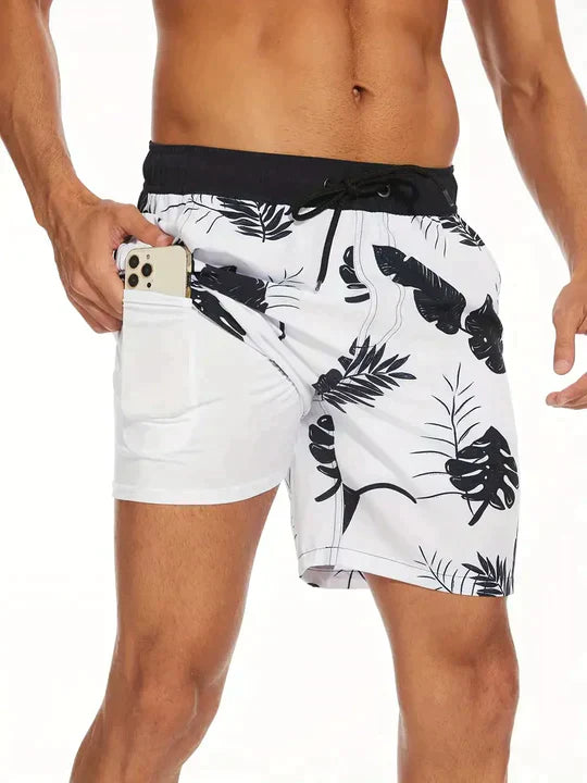 Men's swim trunks – Quick-drying – Mid-thigh cut – Compression lining