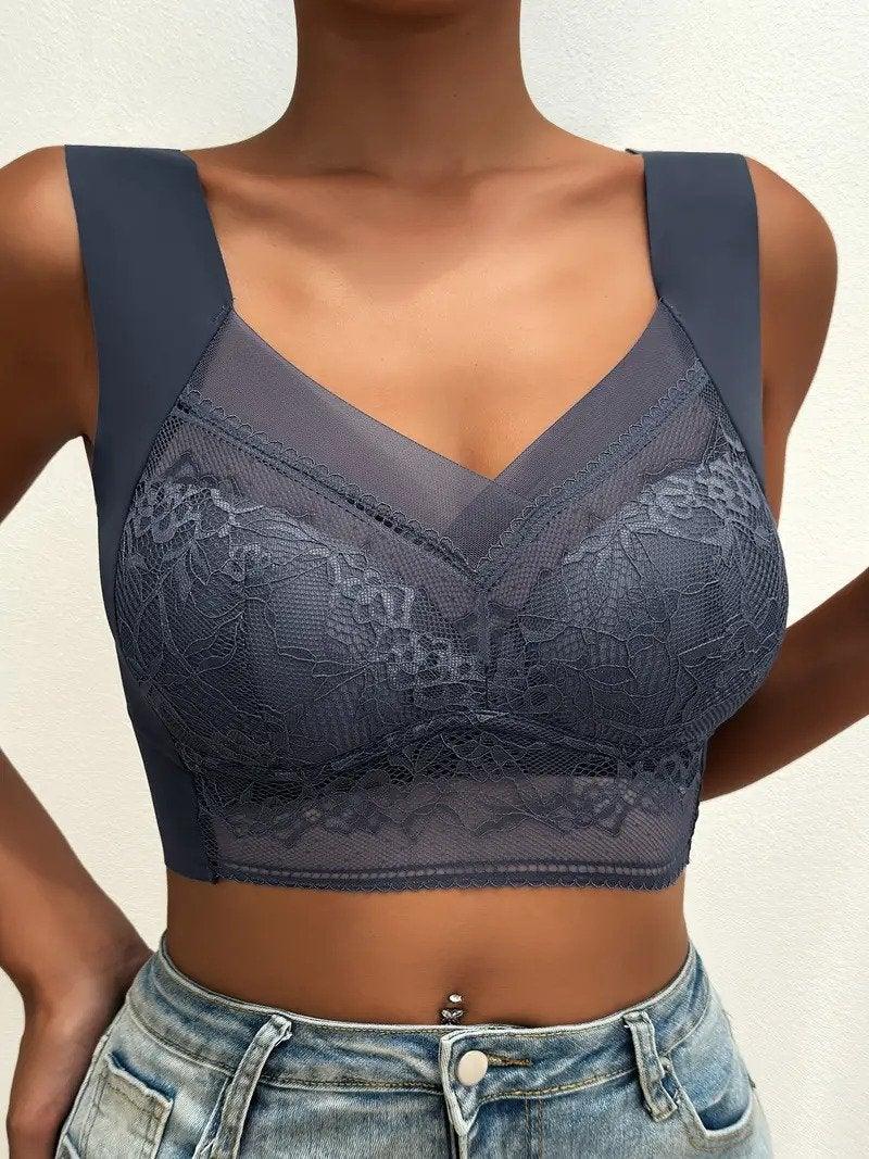 Soutien-gorge femme – Sans armature – Dentelle élégante – Maintien doux – Finition lisse
