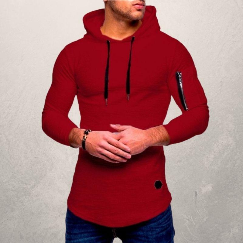 Men's Hoodie - Textured Knit - Slim Fit - Adjustable Hood