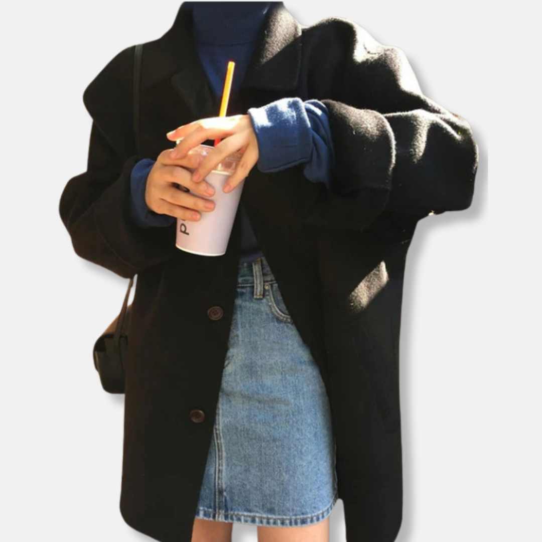 Caterina Wool Relaxed Fit Coat | Collared, Thigh-Length Coat