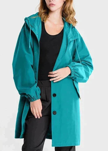 Veste imperméable femme – Coupe ample – Capuche ajustable – Boutonnage – Poches