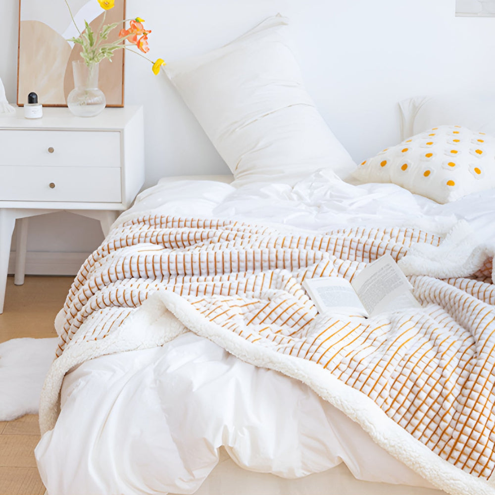 Sherpa Waffle Throw Blanket With Cozy Sherpa Lining