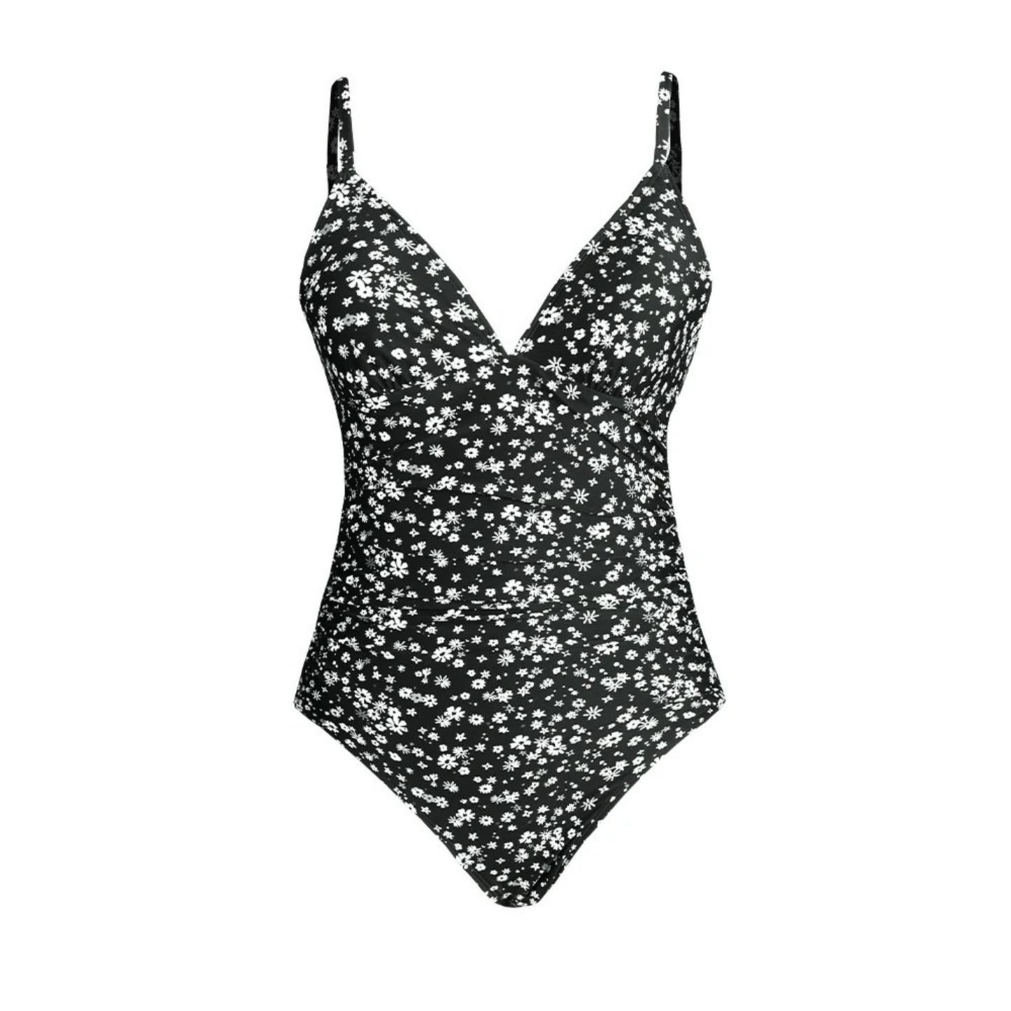 Women's one-piece swimsuit – V-neck – Adjustable straps – Floral print
