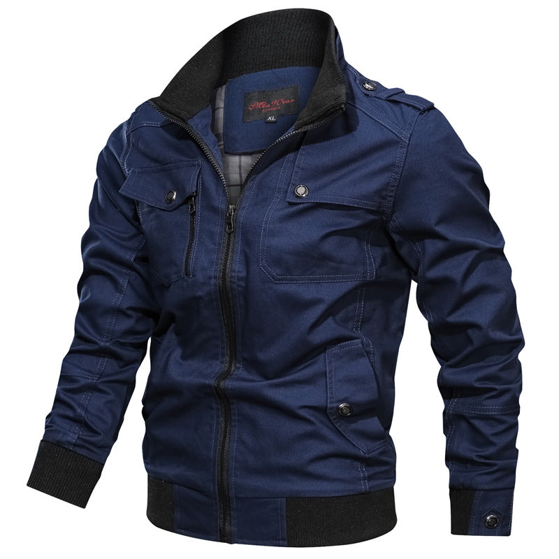 Men's Bomber Jacket – Slim Fit – Stand Collar – Zip Up – Ribbed Cuffs