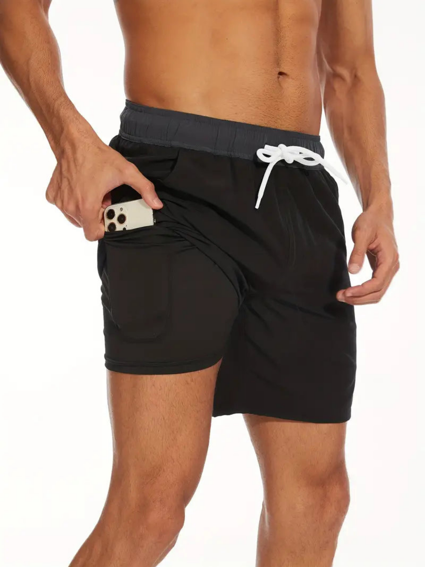 Men's swimsuit – Quick-drying – Comfort lining – Elastic waistband – Mid-thigh