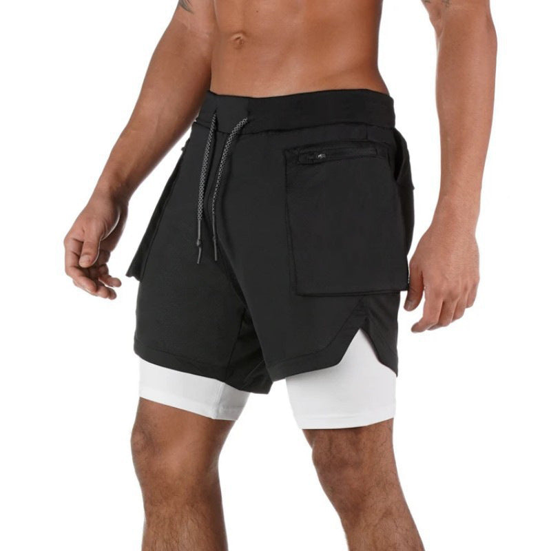 Men's sports shorts – Mid-thigh cut – Built-in compression – Breathable fabric