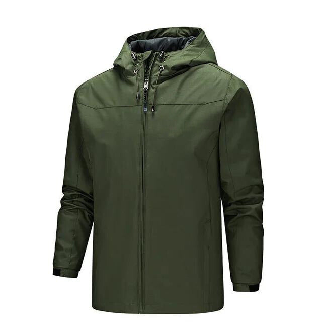 Men's waterproof jacket – Straight cut – Adjustable hood – Zippered closure