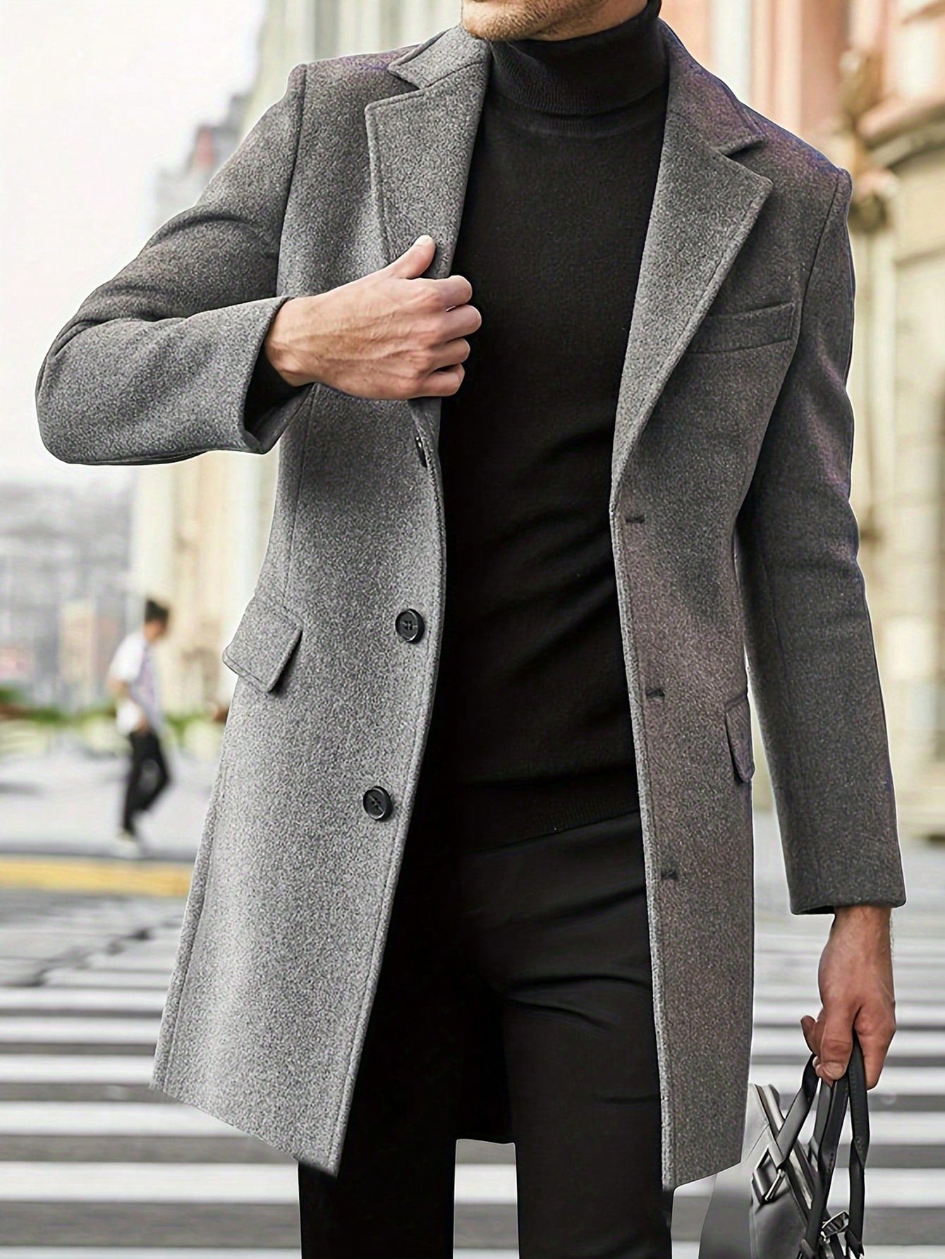Men's coat – Slim fit – Knee length – Elegant wool blend