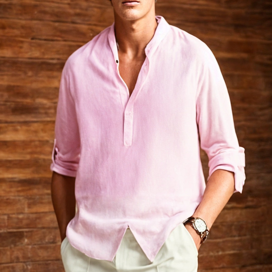 Men's casual shirt – Natural fibers – Relaxed fit – Narrow collar – Long sleeves