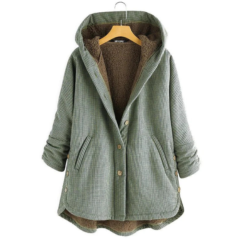 Women's Jacket – Oversized Cut – Soft Lining – Hood – Button Closure