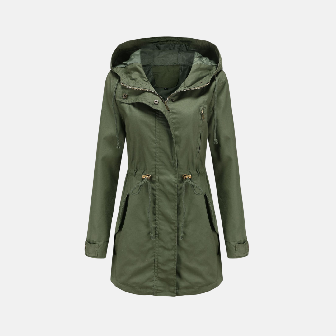 Women's utility jacket – relaxed fit – hood – adjustable waist – multiple pockets