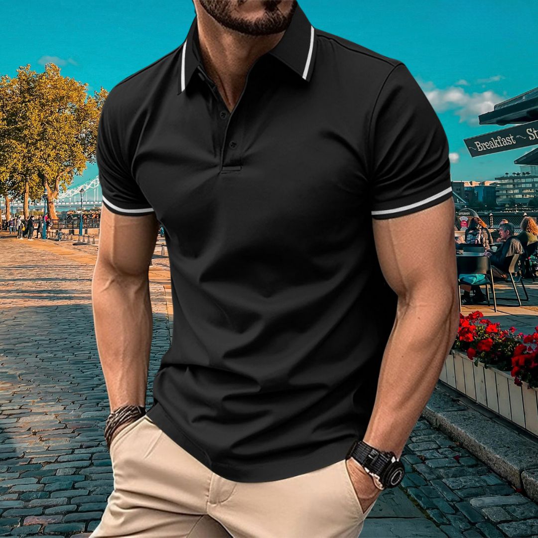 Men's polo – Slim fit – Soft knit – Ribbed collar – Elegant short sleeves