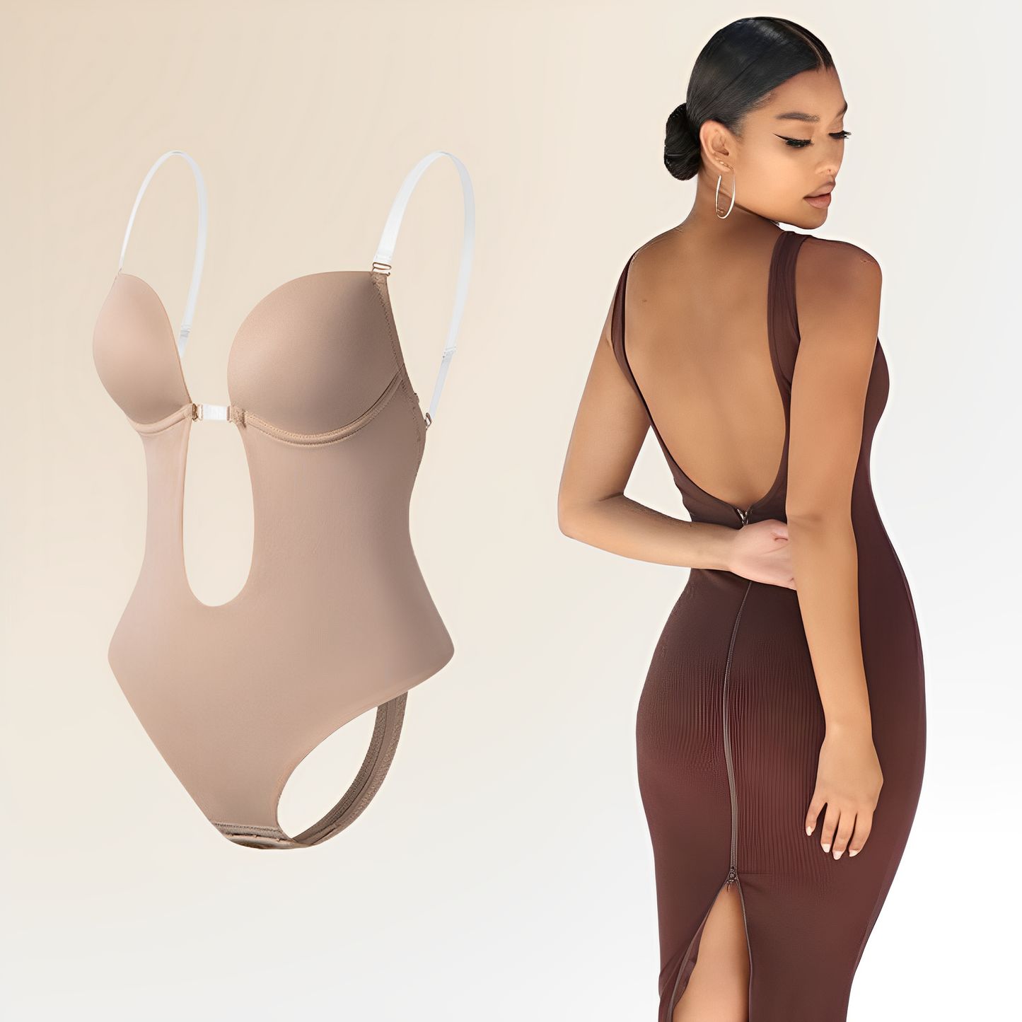Body femme – Coupe ajustée – Dos nu – Bretelles réglables – Détail ajouré devant