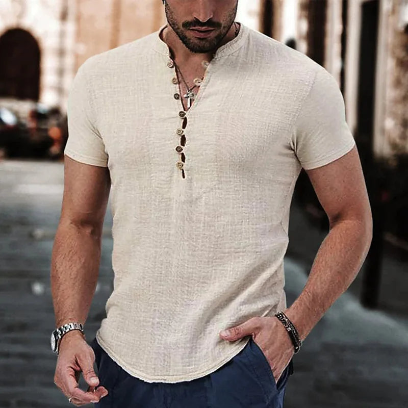 Men's shirt short sleeves – Slim fit – Breathable fabric – Casual button-down collar