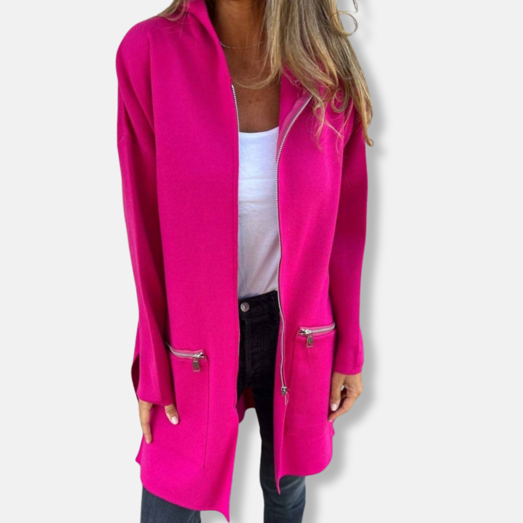 Ruby Oversized Hooded Cardigan | Longline Zip Front Cardigan