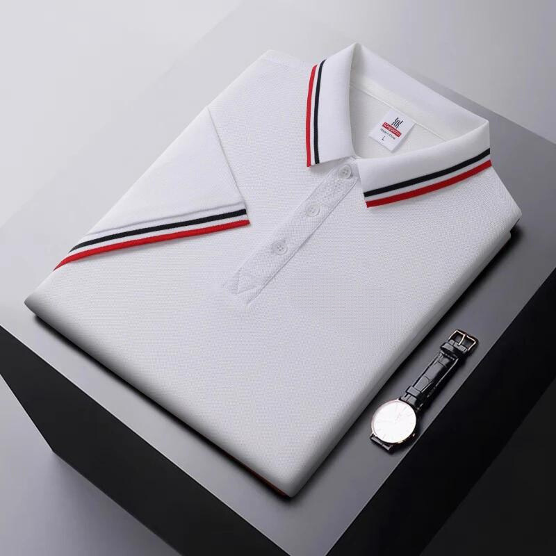 Men's polo – Regular fit – Breathable fabric – Striped collar casual style
