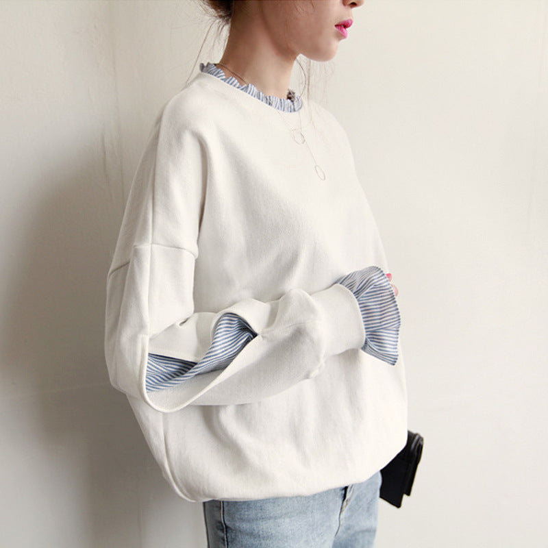 Sweatshirt Femme – Coupe Oversize – Col Rond – Détails Volants