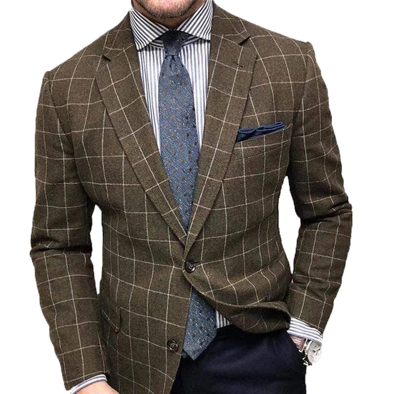 Men's blazer – Slim fit – Breathable structured fabric – Formal check pattern