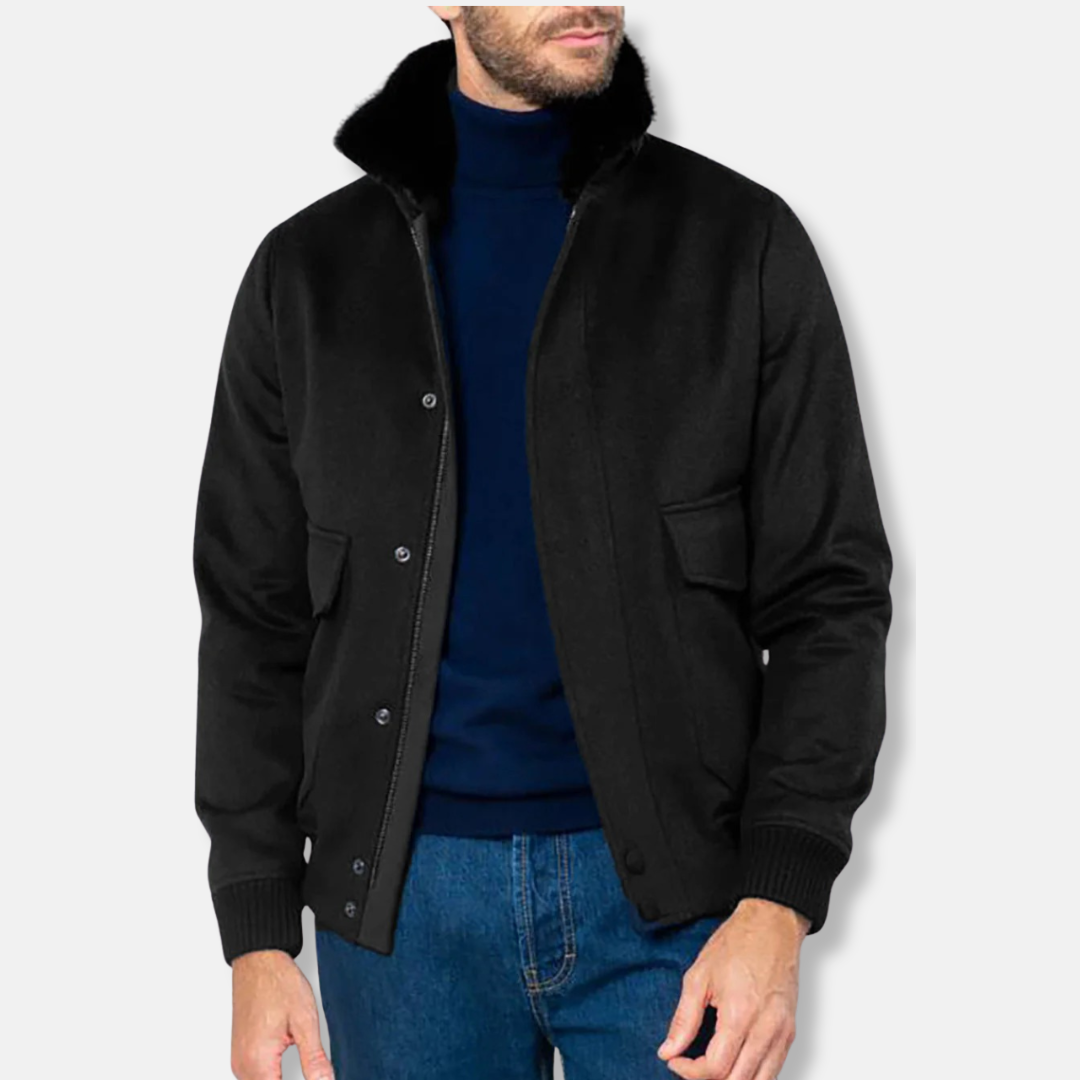 Valerio Wool Slim Fit Bomber Jacket | Zip Front Jacket