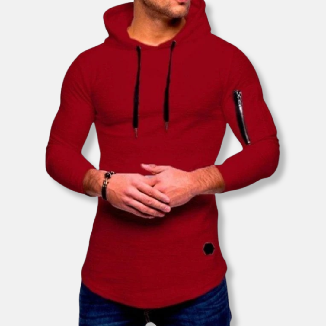 Tommaso Slim Fit Hoodie | Textured, Curved Hem Hoodie