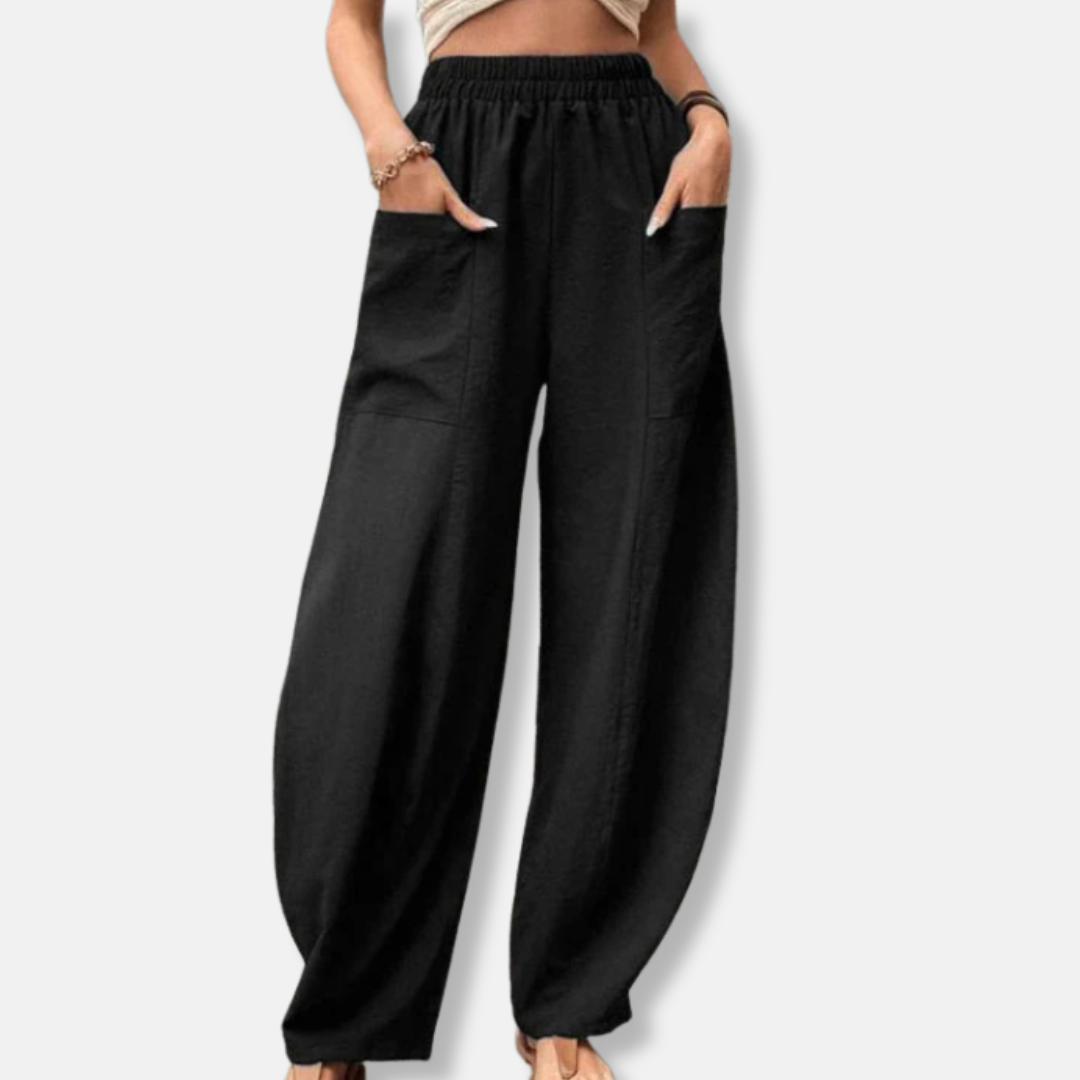 Claire Linen Ankle-Length Harem Pants | Elastic Waist Harem Pants