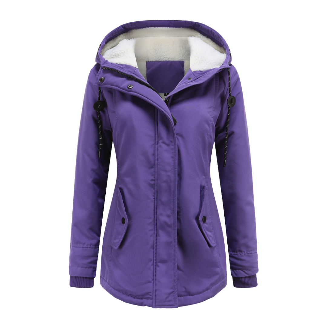 Women's Winter Jacket – Hooded – Sherpa Lining – Mid-length - Waterproof Blend