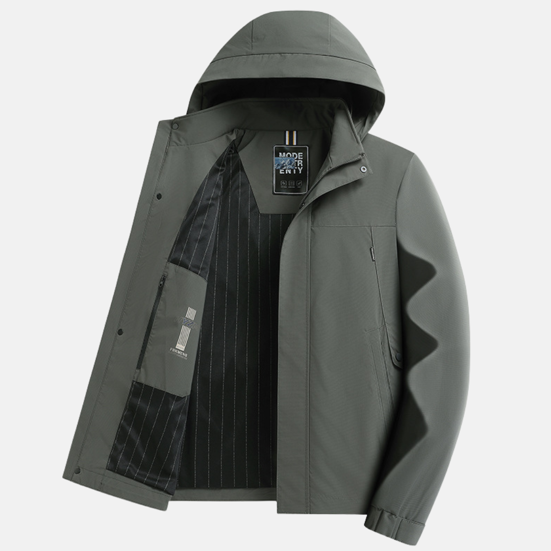 Men's hooded jacket – Relaxed fit – Water-repellent fabric – Zipper closure with flap – Lined inner pocket