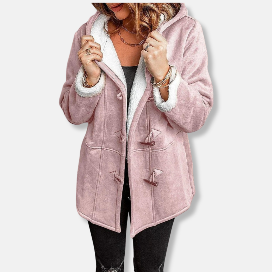 Women's fleece jacket – Relaxed fit – Hood – Toggle buttons – Mid-thigh length