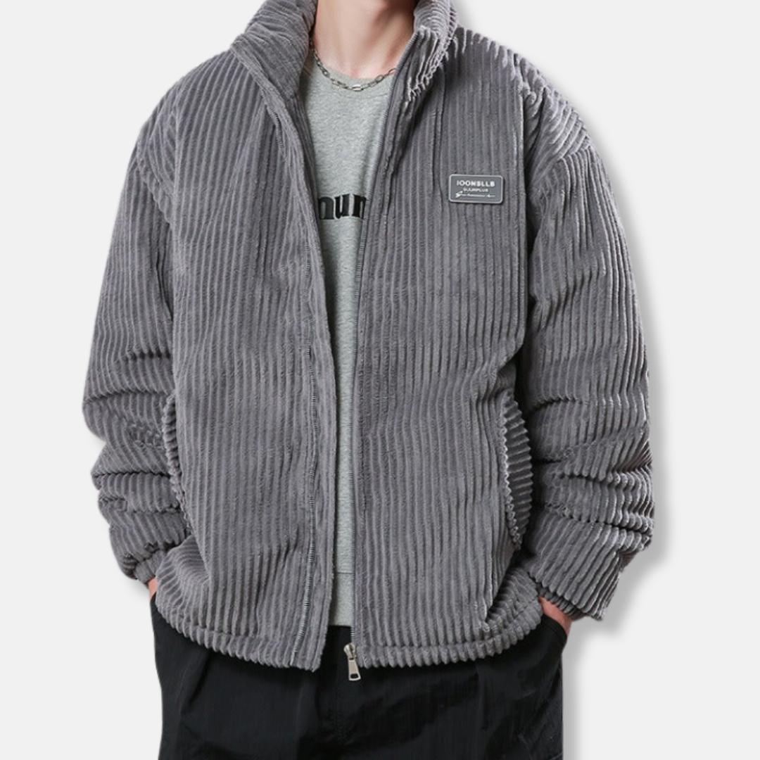 Men's Jacket - Corduroy - Relaxed Fit - Stand Collar - Elasticized Sleeves