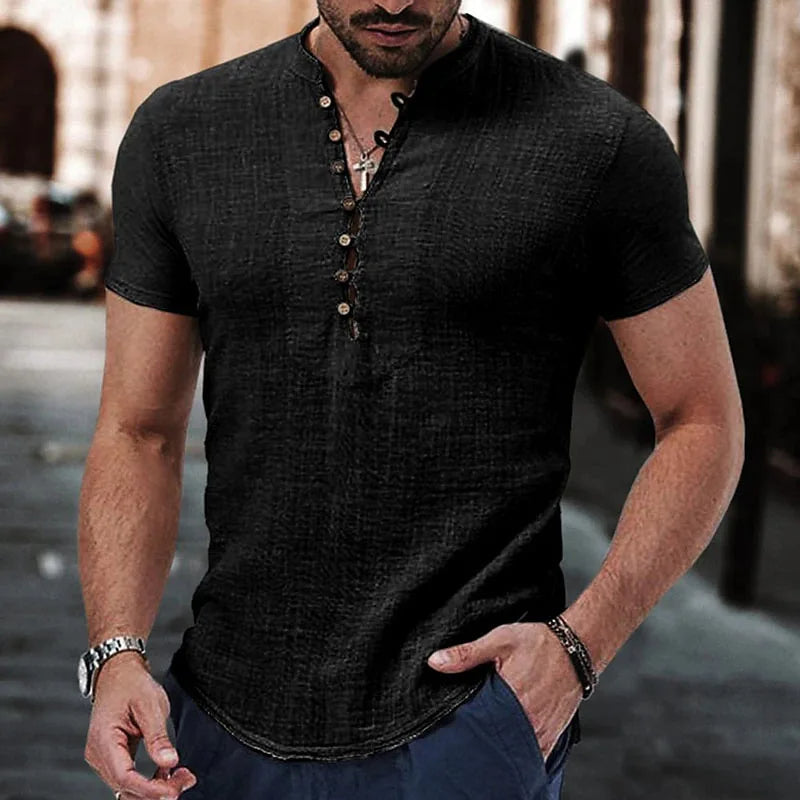 Men's shirt short sleeves – Slim fit – Breathable fabric – Casual button-down collar