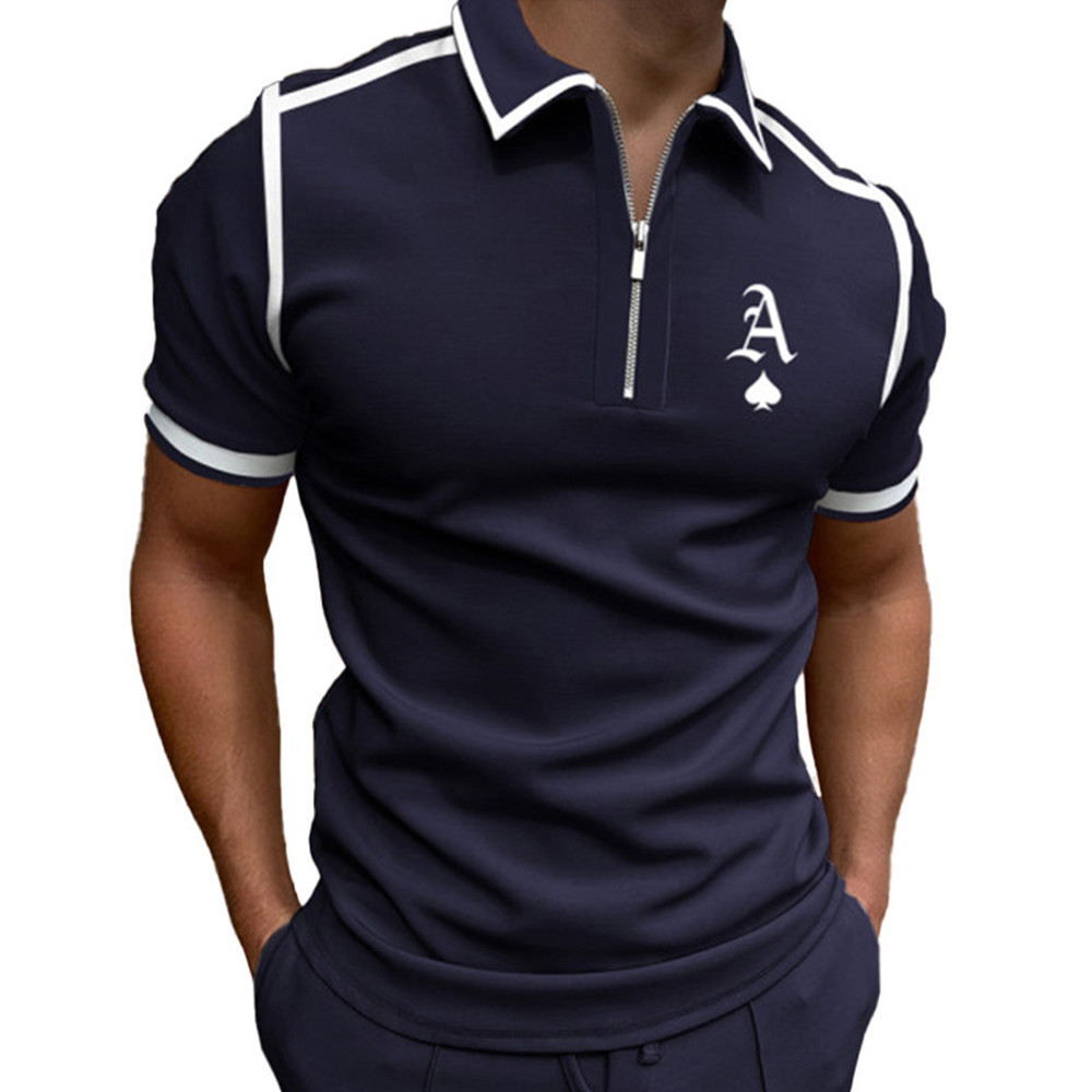 Men's polo – Slim fit – Zip collar – Breathable fabric – Sporty contrasting details