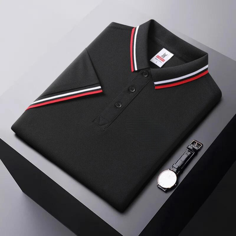 Men's polo – Regular fit – Breathable fabric – Striped collar casual style