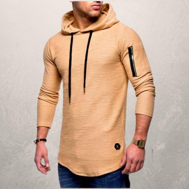Men's Hoodie - Textured Knit - Slim Fit - Adjustable Hood