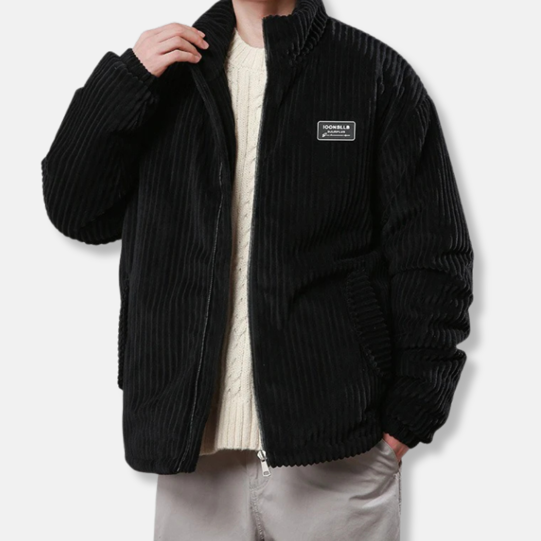 Men's Jacket - Corduroy - Relaxed Fit - Stand Collar - Elasticized Sleeves