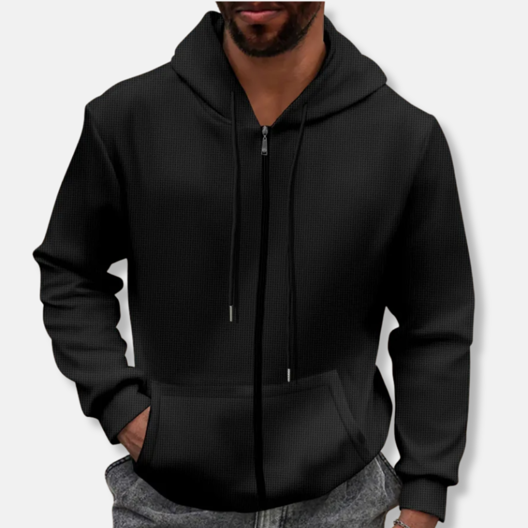Domenico Relaxed Zip-Up Hoodie | Casual Textured Zip-Up Hoodie