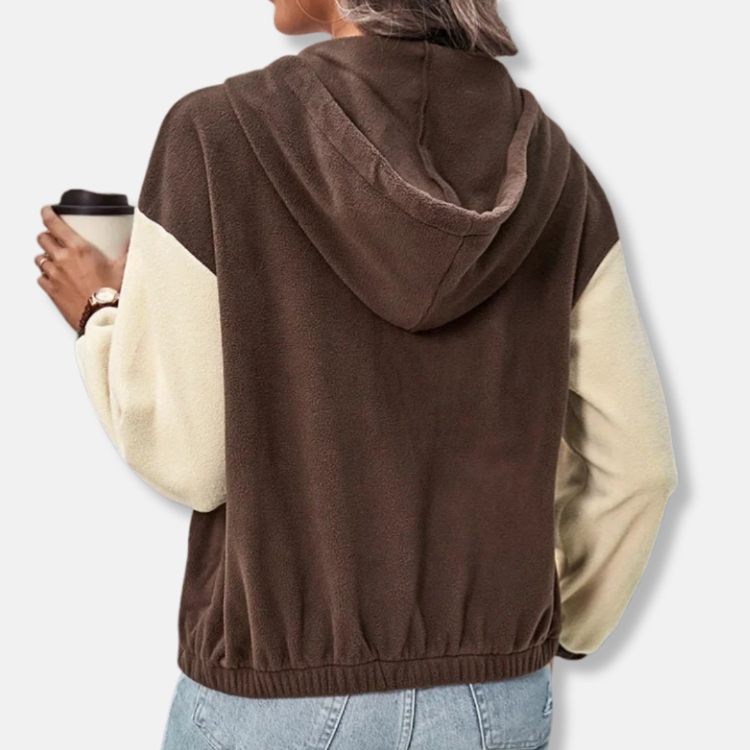 Phoebe Relaxed Fit Zip-Up Hoodie | Color Block Zip-Up Hoodie
