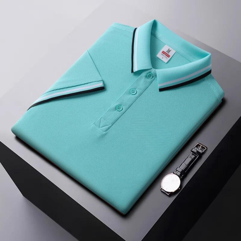Men's polo – Regular fit – Breathable fabric – Striped collar casual style