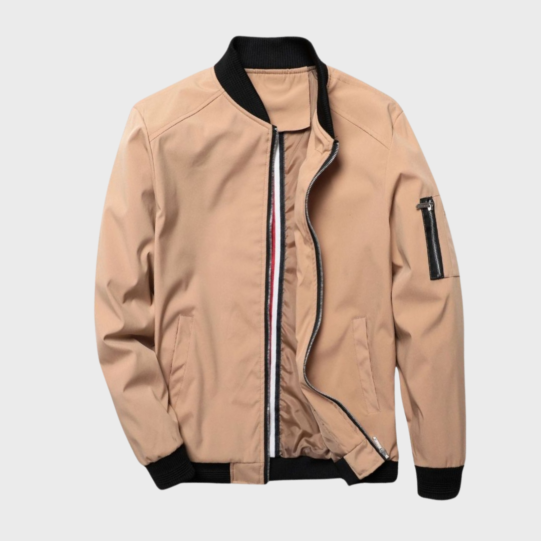 Roberto Slim Fit Bomber Jacket | Casual Zip Front Jacket
