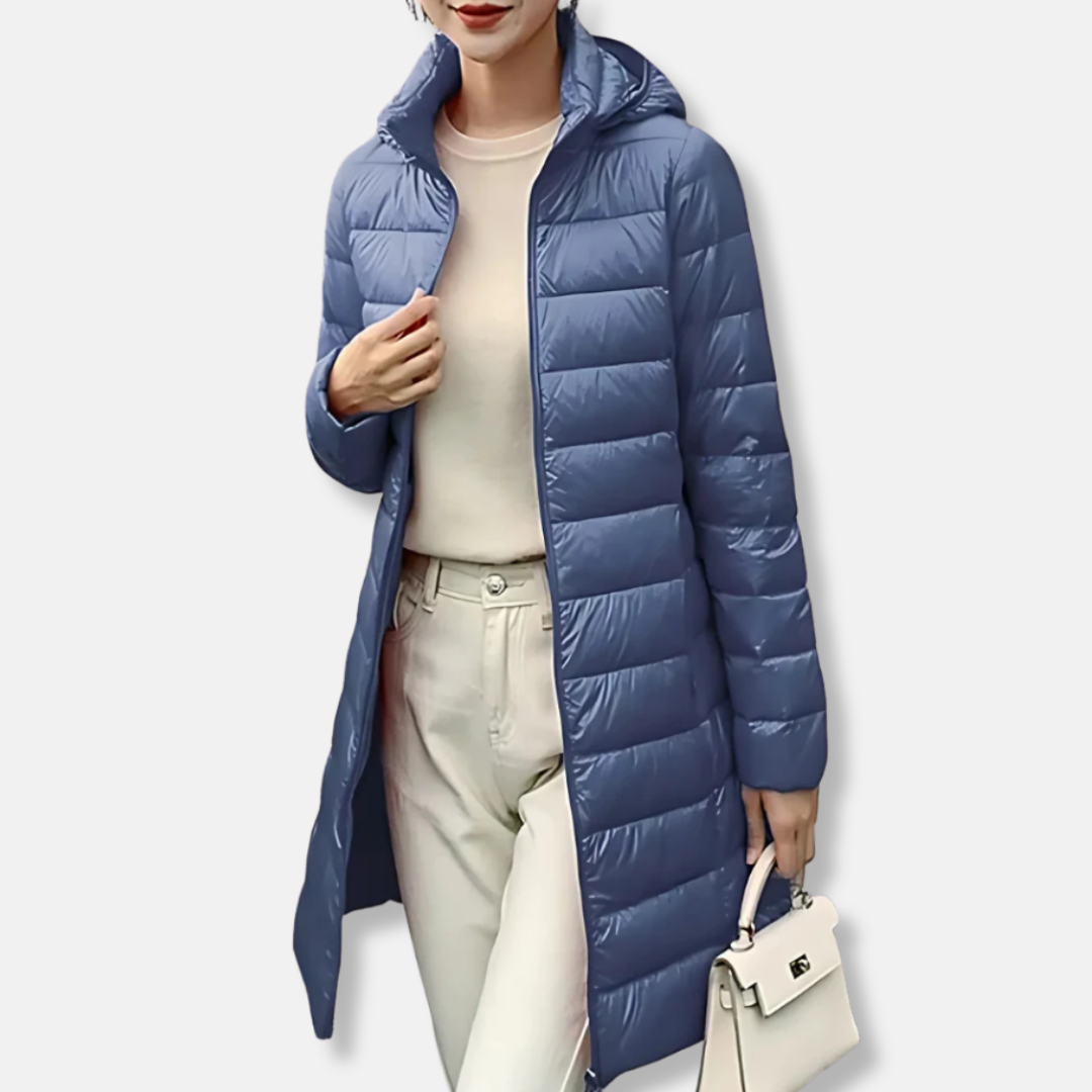 Women's Puffer Jacket – Slim Fit – Quilted – Mid-Length – Water-Repellent Hood
