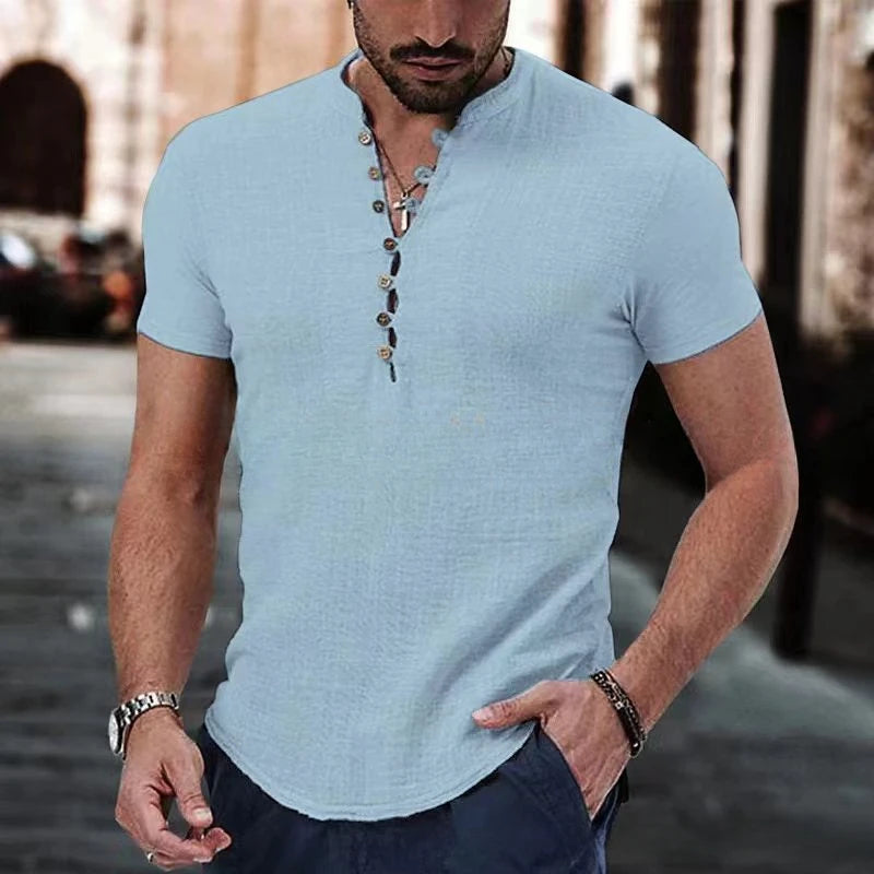 Men's shirt short sleeves – Slim fit – Breathable fabric – Casual button-down collar