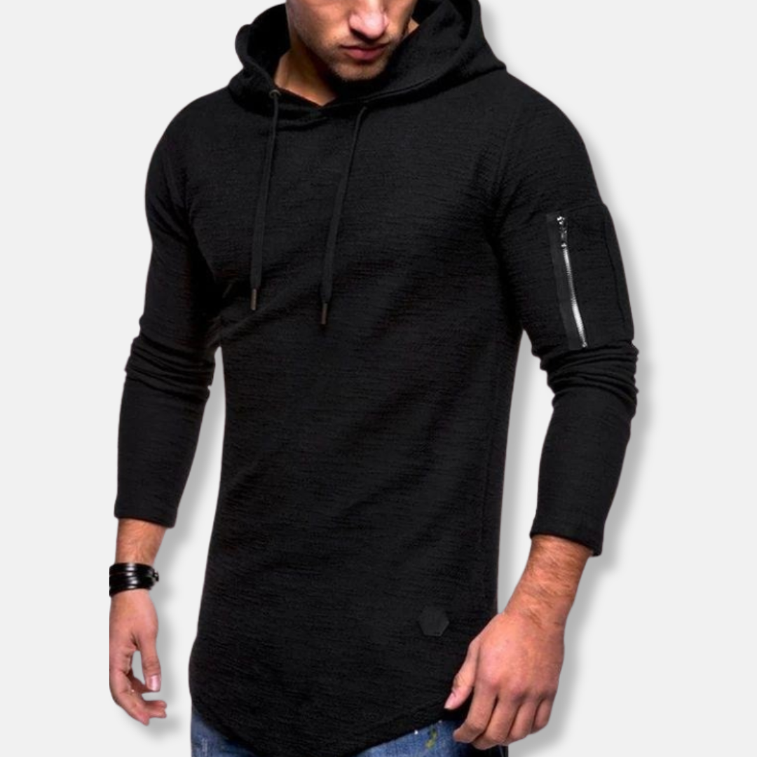 Tommaso Slim Fit Hoodie | Textured, Curved Hem Hoodie
