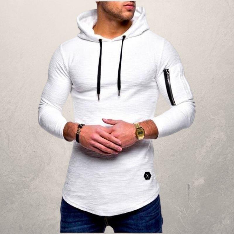 Men's Hoodie - Textured Knit - Slim Fit - Adjustable Hood