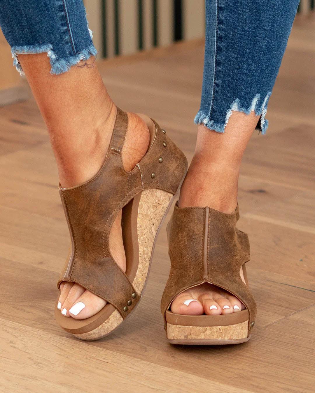Sandals woman – Cork sole – Open toe – Ergonomic support – Cutout detail