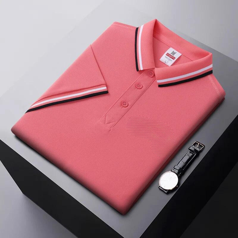 Men's polo – Regular fit – Breathable fabric – Striped collar casual style