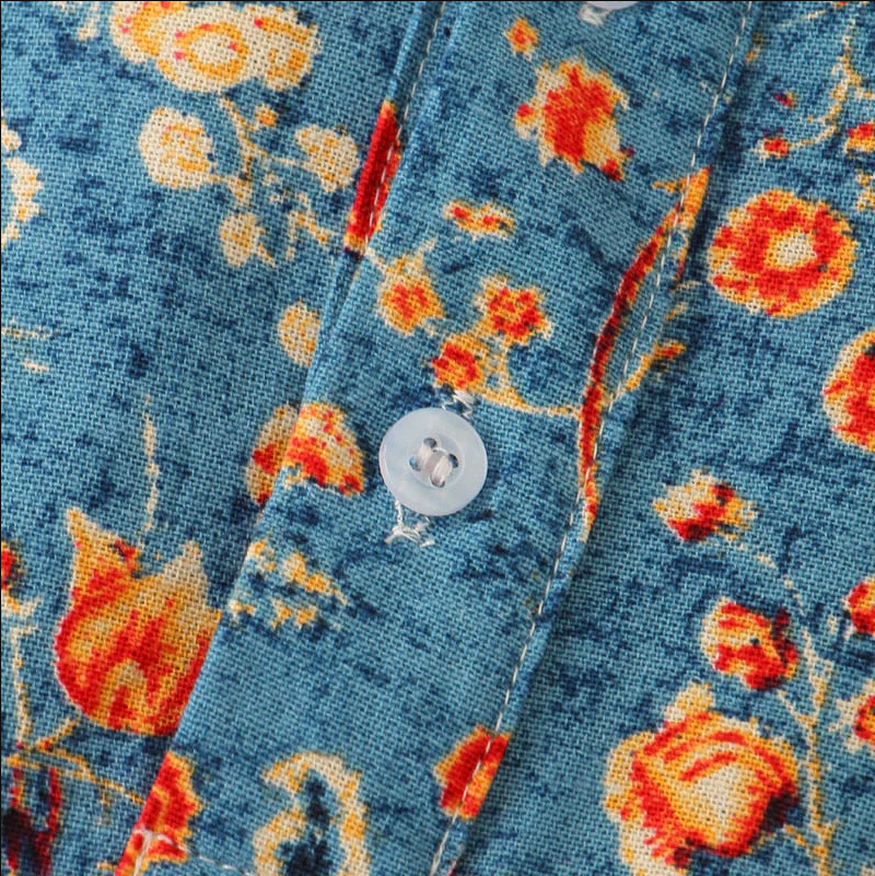 Men's short-sleeve shirt – Relaxed fit – Mao collar – Floral print – Breathable fabric