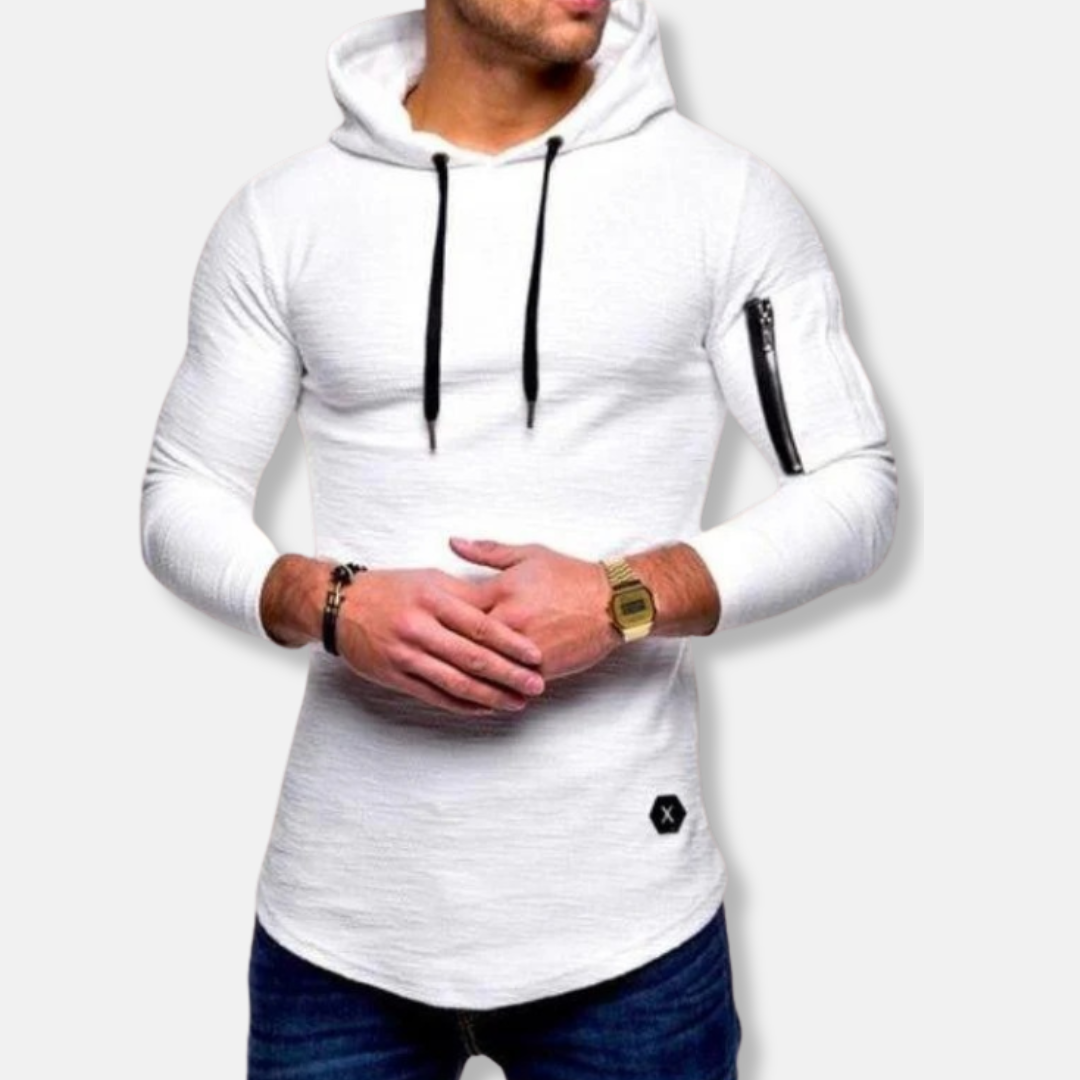 Tommaso Slim Fit Hoodie | Textured, Curved Hem Hoodie