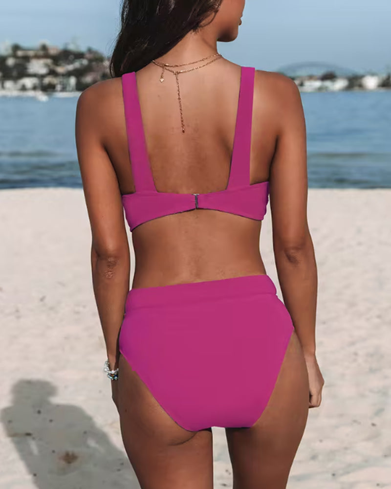 Women's bikini – Structured plunging top – High-waisted – Breathable stretch fabric