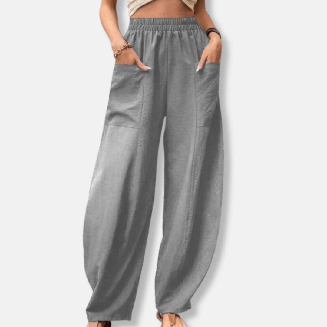 Claire Linen Ankle-Length Harem Pants | Elastic Waist Harem Pants