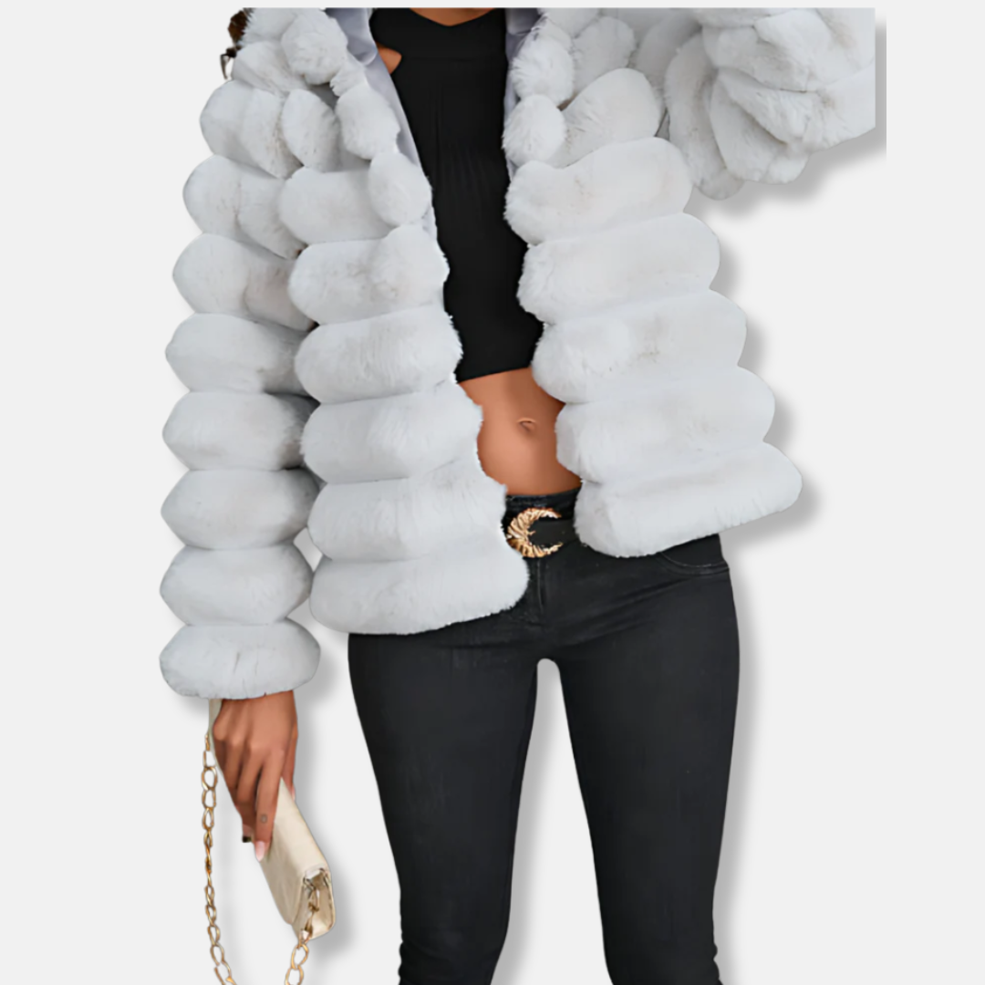 Woman Faux Fur coat - Short - Stand Collar - Long Sleeves