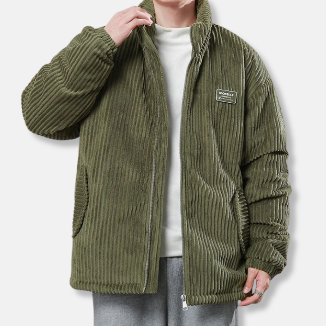 Men's Jacket - Corduroy - Relaxed Fit - Stand Collar - Elasticized Sleeves
